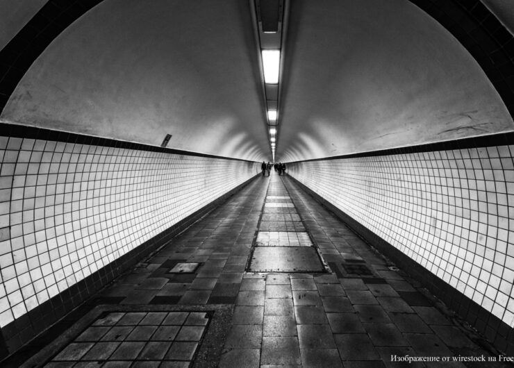 An underground tunnel through the train station